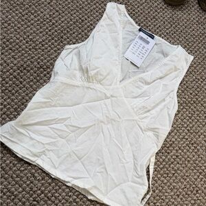Brandy Melville Cream V-Neck Sleeveless Top